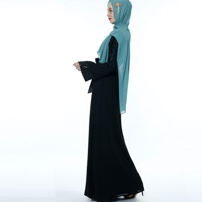 China High Quality Chiffon With Sequins Women Abaya Abaya Hot Islamic Clothing Muslim Muslim Middle East Kimono Cardigan Turkey Middle East Long Dress Women Dubai Abaya Solid Color for sale