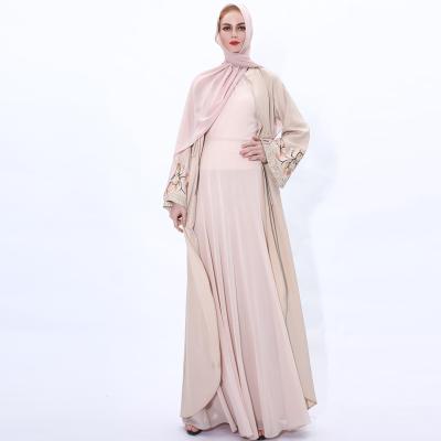 China Modest Fashion Pure Muslim color newest high quality polyester design flowing plus size cardigan burkha dubai muslim abayas dresses islamic clothing for sale