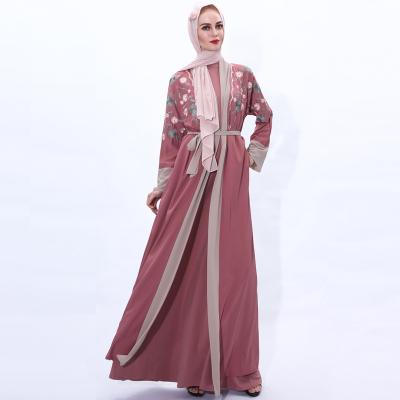 China High Quality Polyester Match With Islamic Fashion Open Front Kimono Arabic Style Dubai Abaya Muslim Clothing Latest New Designs Chiffon Embroidery Cardigan for sale