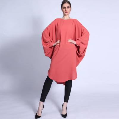 China Islamic Women Abaya Clothing Polyester Cloth New Arrival Women Tops Mid Length Khimar Big Butterfly Bat High Quality Muslim Blouse Sleeve for sale