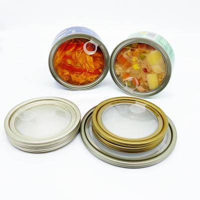 China Tin Can Lid 300# 307# 401# Child Safe Retort Around Clear Skin Off End For Canned Fish, Tuna, Seafood Factory for sale