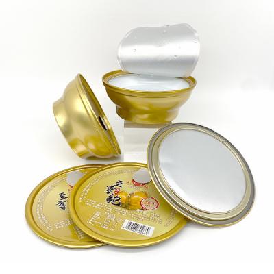 China Millimeter Diameter Grade 401#99 New Kind Custom Edible Child Safe Aluminum Easy Peel Lids Easy Open Lids Makers for sale