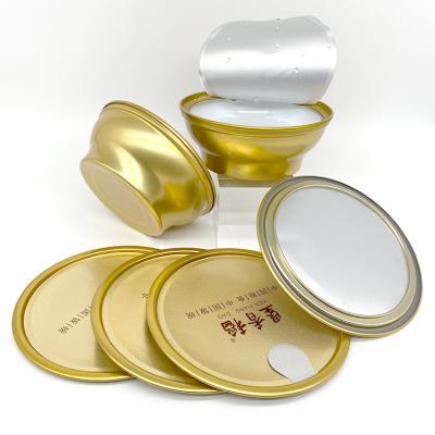 China Millimeter Diameter Grade 401#99 New Kind Custom Edible Child Safe Aluminum Easy Peel Lids Easy Open Lids Makers for sale