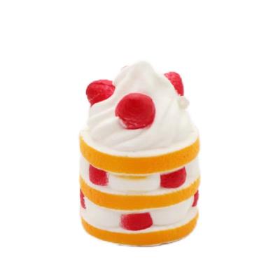 China Toy Wholesale Pu Foam Three-Layer Strawberry Funny Cake Educational Simulation Food Shape Slow Rising Squishy Ball for sale