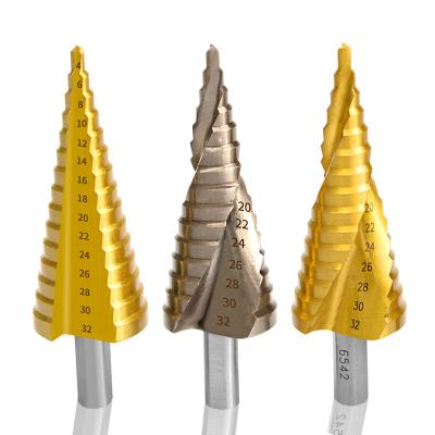 China Metal Drilling HSS Cobalt Triangle Shank Titanium Stainless Steel Metal Wood Drilling Industrial Cutter Bit High Quality Step Drill Bit Set for sale