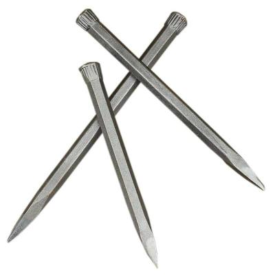 China Heavy Duty Steel With Hand Protection Pointed Head Metal Working Handle Round Shape Carving Brick Tools Concrete Masonry Chisel for sale