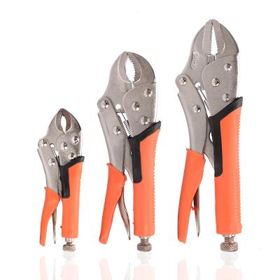 China 7-Inch 10-Inch Steel Straight Jaws Curved Maxillary Locking Pliers Set Vice Grip Around Multi-Function Adjustable Flat Nose Pliers for sale