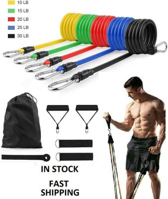 China Band Fitness Product 11pcs Expander Training Resistance Tube Bands Set With Foam Grips for sale