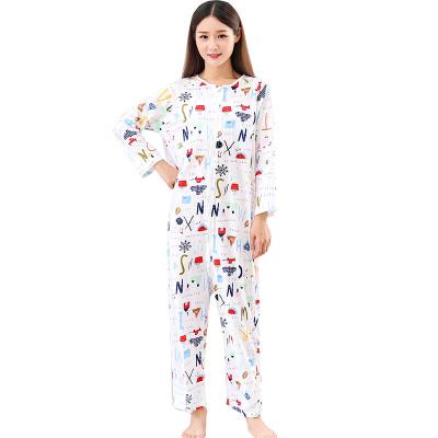 China Wholesale Customized Breathable Women Pajamas High Quality Pure Cotton Long Sleeve One Piece Pajamas for sale