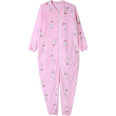 China One Piece Pajamas Flannel Plush Pajamas Custom Wholesale Animal Thermal Rabbit White Pajamas Adults for sale