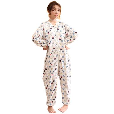 China Thermal Ladies Plus Adult Summer Thin One-Piece Cotton Long Sleeve Home Wear Women Pajamas Home Wear for sale