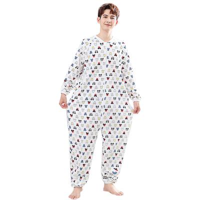 China Adult Men's Long-sleeved Pajamas Home Service Thin Overalls Cotton One-Piece Breathable Full-Body Pajamas for sale