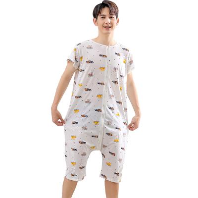 China Breathable Men's Clothing Home Cotton Cartoon Style Soft Men's Pajamas and Comfortable Sleep One-Piece Pajamas for sale