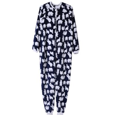 China Factory wholesale breathable flannel men's all-in-one long-sleeved pajamas home use men's pajamas for sale