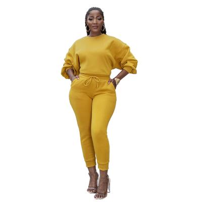 China Breathable Autumn And Winter Women Yellow Suit 2 Piece Jogging Suit Ladies Sportswear for sale