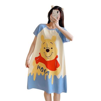 China Wholesale QUICK DRY Print Mid Length Short Sleeve Cartoon Girl Nightgown Cute Summer Factory Cute Loose Dress for sale