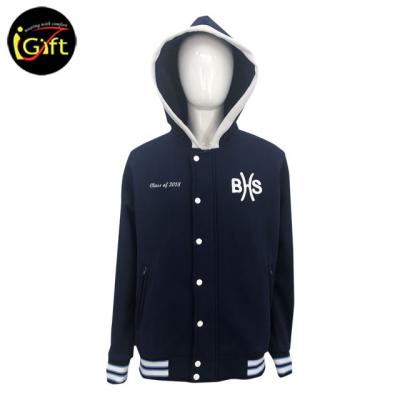 China Breathable iGift Design Custom Logo Medium Slate Patches Blue Chenille Baseball Jacket Men Varsity Jackets Letterman for sale