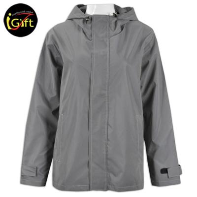 China Custom Breathable Polyester Jacket Winter iGift 100% Reflective Anorak Jacket Gray Waterproof Windbreaker for sale