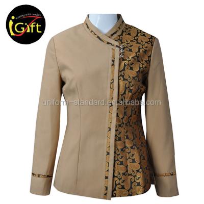 China Restaurant Top Waitress Twill Hotel Uniform Workwear for sale