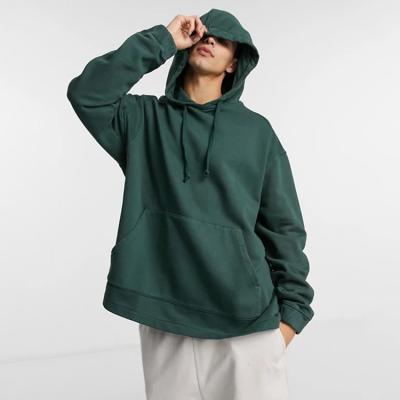 China Custom Logo Green 350gsm Terry Plain Male French Oversized Hoodie Anti-pilling From China Manufacturer for sale