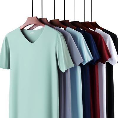 China Anti-Wrinkle Plus Size Wholesale 1.5 Dollar High Quality V-Neck T-Shirts Polyester Men's T-shirt Custom Made for sale