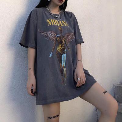 China Anti-Wrinkle Screen Printing Custom Cut And Sew Breathable Black White Vintage Acid Washed T Shirt Men T-shirts for sale