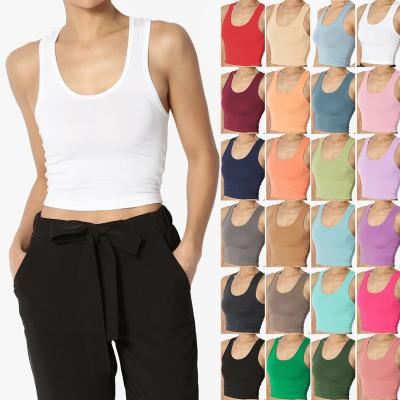 China Custom Cropped Summer Tank Top Scoop Neck Plain Basic Sleeveless Ladies QUICK DRY Beach Top for sale