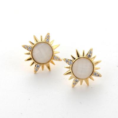 China 925 Needle New Zircon Circle Flower Sunflower CLASSIC Women's Shiny Soft Cute Silver Wedding Party Earrings Girls Stud Earrings for sale