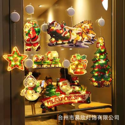 China Outdoor Decoration Suction cup lamp Christmas lamp Cross border LED Christmas decorative lamp Santa Claus Snowman Elk shaped window display festiva for sale