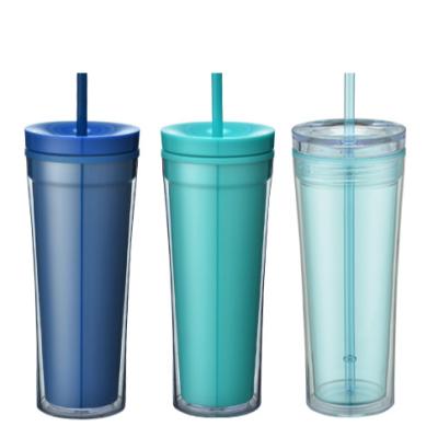 China Double Wall Plastic Insulated Cup Tumbler Customized Eco - Friendly Sustainable for sale