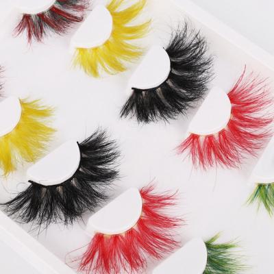 China 25MM Good Quality Mink Eyelashe Colored With Lashbox packaging full strip lashes Lashes3d bulk wholesale seller for sale