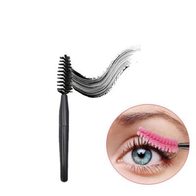 China Mini Eyelash Makeup Brush Disposable Black Short Black Nylon Spoolie Spoolie Brush For Eyebrow Wick Mascara Disposable Magic Wands Universal for sale