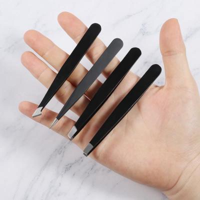 China Beauty Care Makeup Tools 4PCS/SET Black Stainless Steel Magnetic Eyelashes Extension Tweezers Customize Your Laser Logo for sale