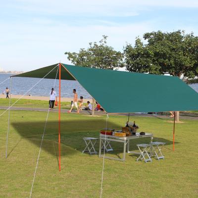 China Extended Type Shelter Sun Shade Rain Fly Camping Tarp With Tent Pole Beach Tent Sun Shelter for sale