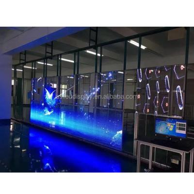 China LED display P3.91 full color transparent glass wall display outdoor wifi network led advertising display screen for sale