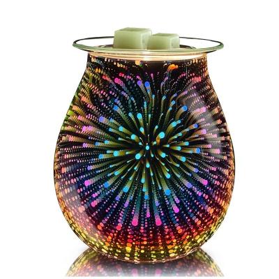 China Aromatherapy and night light 3D Glass Oil Burner Household Aroma Warmer Electric Aromatherapy Wax Melt Burner for sale