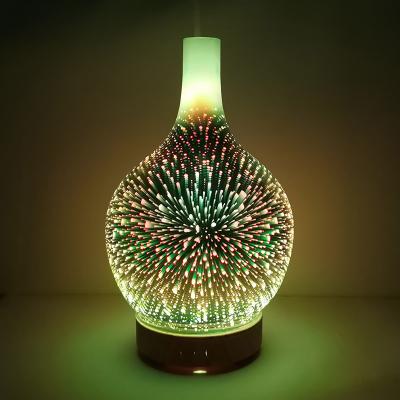 China Household 200ml 3D Fireworks Glass Essential Oil Electric Aroma Diffuser Air Aromatherapy Essential Oil Aroma Diffuser for sale