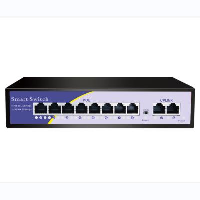 Cina China Manufacturer Factory Price 10/100M 8 Port POE Network Switch With 2*1000M RJ45 Port Poe Switch in vendita