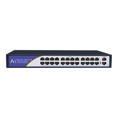 Cina China Manufacturer Factory Price 10/100M 24 Port Gigabit POE Network Switch With 2*1000M RJ45 Port Poe Switch in vendita