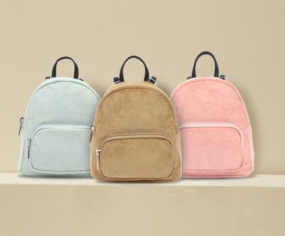 China Custom Design / Logo Is Available New Design Children Corduroy Children Back Bag School Backpack for sale