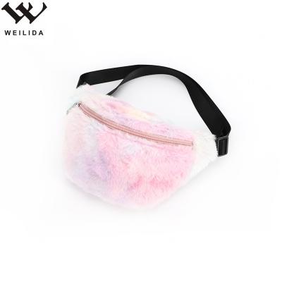 China Hot Sale Water Proof Rainbow Kid Fanny Pack Sherpa Waist Bag Child Fanny Pack Custom Logo For Girl for sale