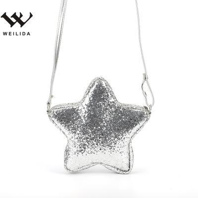 China Glitter PU Trending Hot Products Star Glitter Cross - Body Bag 2020 Kids Sling Bags Kids Fashion Cross Bags for sale