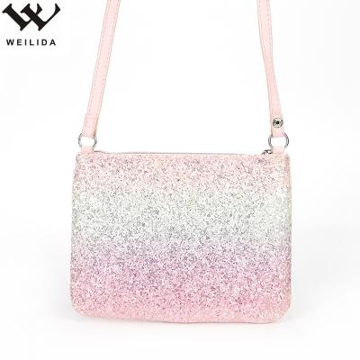 China Factory supply high quality shoulder cloth girl glitter fabric shoulder bags kids sequin sling bag direct bag for sale