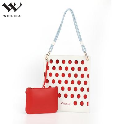 China High Quality Fashion Custom Design Women Blank PU Leather Tote Bag Set for sale