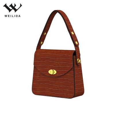 China Croc PU Ladies Designer Women Shoulder Tote Pu Hand Bag Crossbody Fashionable Messenger Handbags for sale