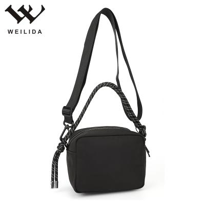 China Black Polyester Long Shoulder Sling Messenger Bag Men Crossbody Outdoor Utility Bag for sale