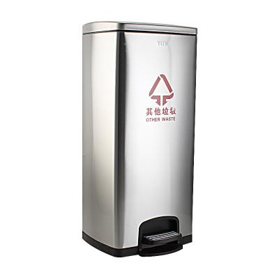 China Restaurant Viable Hotel Kitchen Outdoor 30L Pedal Trash Can Stainless Steel Logo Can Be Customized for sale