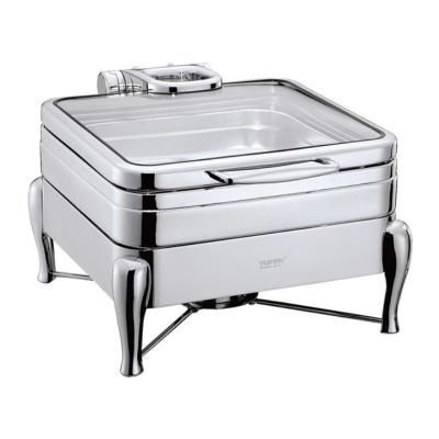 China 201/304 Luxury Fuel Hot Stove Stainless Steel Buffet Stove Pot Transparent Cover Hydraulic Electric Heating Wholesale Tableware for sale