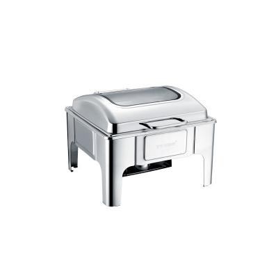 China Restaurant Serving Chafing Dish 6L Square Stainless Steel Buffet Stove can be heated by electricity or fuel first. Wholesale tableware in hotel restaurant for sale