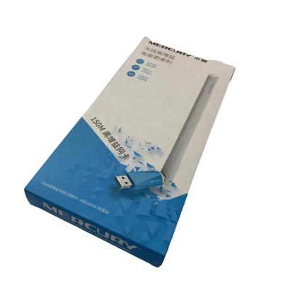 China White and Bue Recyclable OCEANSPACKAGING Rectangular Folding Box with UV Printing Words for Phone Cable Folding Box Filling Packaging for sale